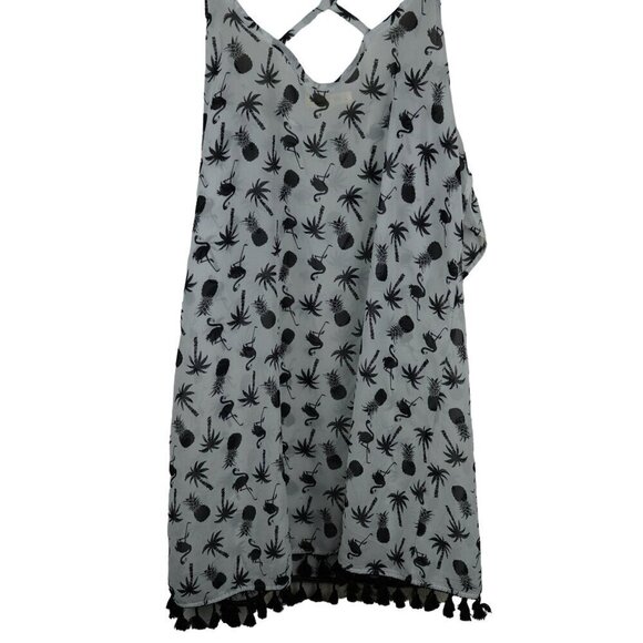 EUC Miken Swim Womens Cold Shoulder Swim‎ Dress Cover Up With Tassel Trim Size M - Picture 7 of 8